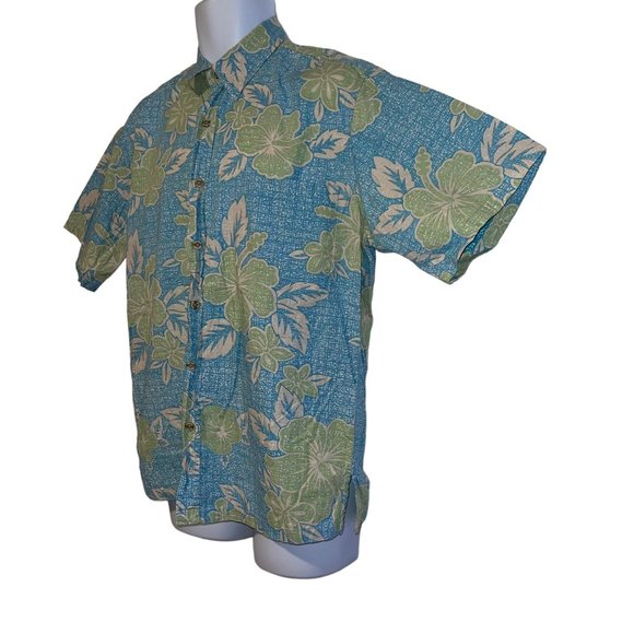 Vintage Retro Cooke Street Hawaiian Shirt Mens M Plumeria Aloha Vacation Blue - Picture 5 of 10